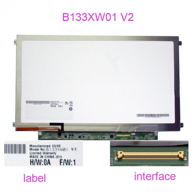 1366x768 remplacement B133XW01 V de panneau d'affichage d'affichage à cristaux liquides de 13,3 pouces 2 PIN de LVDS 40